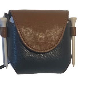 Moscardini Firenze Italy Brown Genuine Leather Belt Golf Ball Holder New Tags